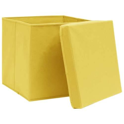 Kutije za pohranu s poklopcima 4 kom žute 32x32x32 cm tkanina Cijena