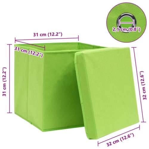 Kutije za pohranu s poklopcima 4 kom zelene 32x32x32 cm tkanina - Zelena s poklopcima 4 1 Cijena
