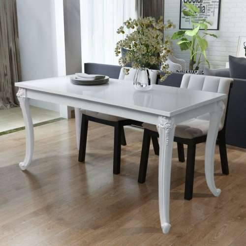 Blagovaonski stol visokog sjaja bijeli 116 x 66 x 76 cm Cijena