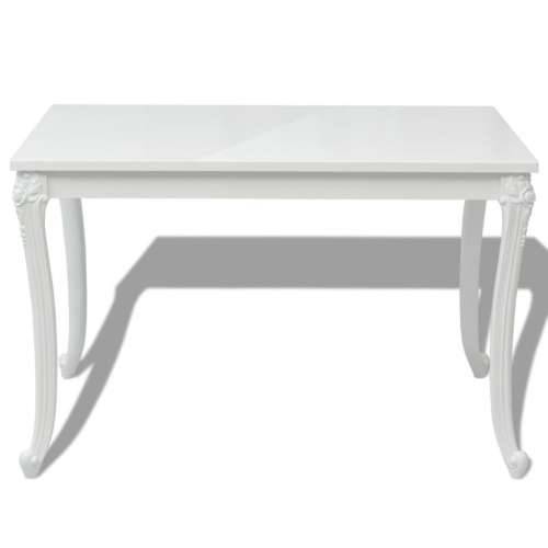 Blagovaonski stol visokog sjaja bijeli 116 x 66 x 76 cm Cijena