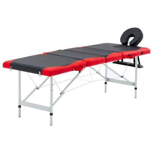 Sklopivi masažni stol s 4 zone aluminijski crno-crveni Cijena