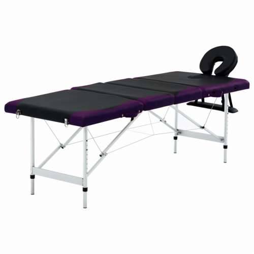 Sklopivi masažni stol s 4 zone aluminijski crno-ljubičasti Cijena