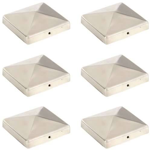 Piramidalni poklopci za stupove ograde 6 kom čelični 101x101 mm - 101 x 101 cm 6 Nehrđajući čelik Cijena