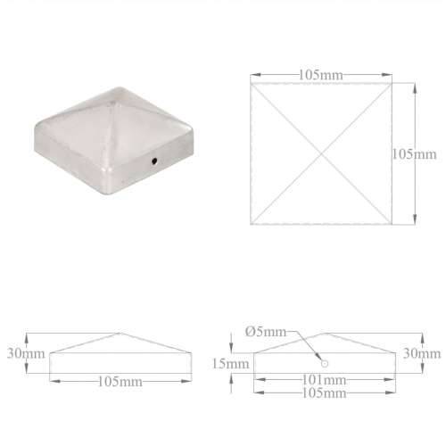 Piramidalni poklopci za stupove ograde 6 kom metalni 101x101 mm - 101 x 101 mm 6 Metal Cijena