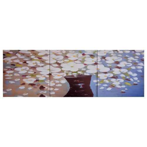 Set zidnih slika na platnu s uzorkom cvijeća u vazi 120 x 40 cm Cijena