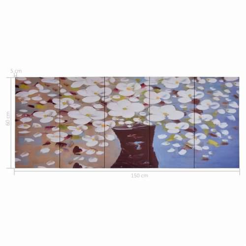 Set zidnih slika na platnu s uzorkom cvijeća u vazi 150 x 60 cm - 150 x 60 cm 1 Cvijeće u vazi Cijena