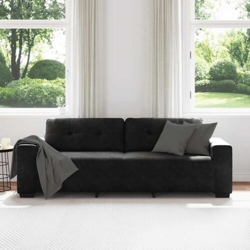 Trosjed Kauč Crni 220x78x80 cm Baršun - Crna 1 220 cm Crna Cijena