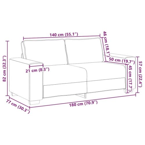 Dvosjed Kauč 180x77x82 cm Laneno platno - 1 Dvosjed (180 cm) Dvosjed (180 cm) Cijena