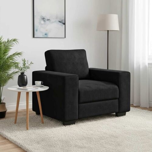 Sofa fotelja crna 100x77x82 cm baršun - Crna 1 100 cm Crna Cijena