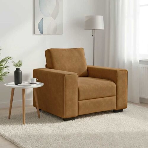 Sofa fotelja smeđa 100x77x82 cm baršun - Smeđa 1 100 cm Smeđa Cijena
