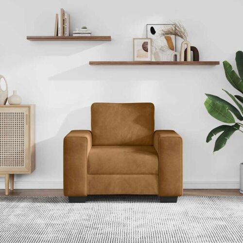 Sofa fotelja smeđa 100x77x82 cm baršun - Smeđa 1 100 cm Smeđa Cijena