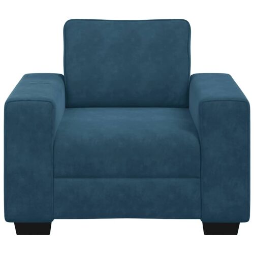 Sofa fotelja plava 100x77x82 cm baršun - Plava 1 100 cm Plava Cijena