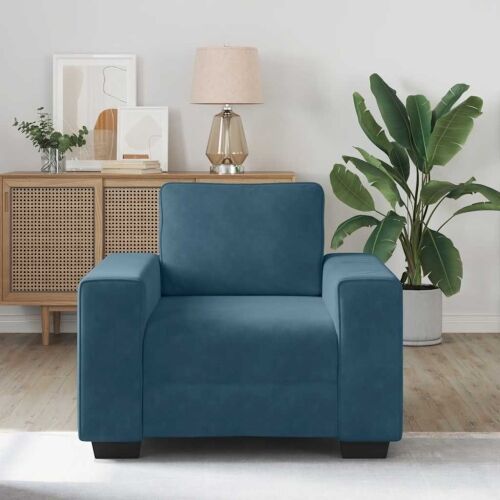 Sofa fotelja plava 100x77x82 cm baršun - Plava 1 100 cm Plava Cijena
