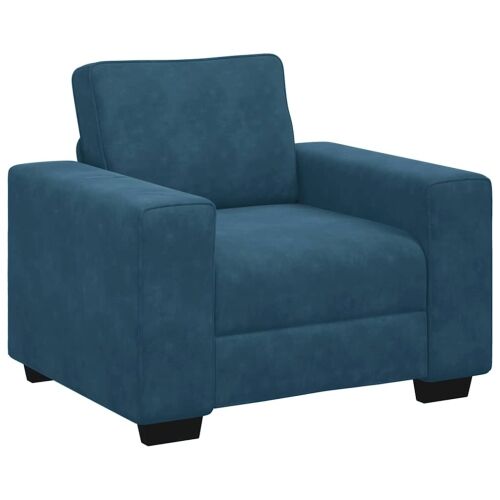Sofa fotelja plava 100x77x82 cm baršun - Plava 1 100 cm Plava Cijena