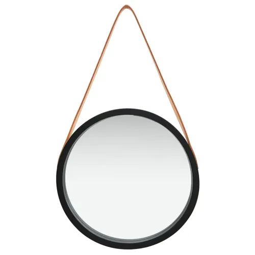 Zidno ogledalo s trakom 40 cm crno - Crna Ø 40 cm Cijena