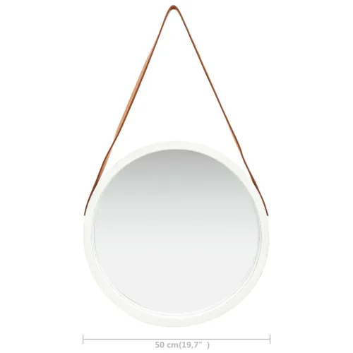 Zidno ogledalo s trakom 50 cm bijelo - Bijela Ø 50 cm 1 Cijena