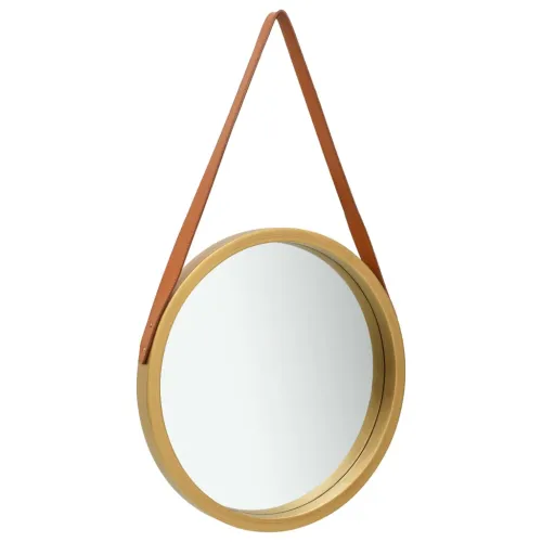 Zidno ogledalo s trakom 50 cm zlatno - Zlatno Ø 50 cm Cijena