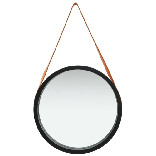 Zidno ogledalo s trakom 50 cm crno - Crna Ø 50 cm Cijena