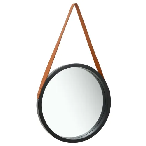 Zidno ogledalo s trakom 50 cm crno - Crna Ø 50 cm Cijena