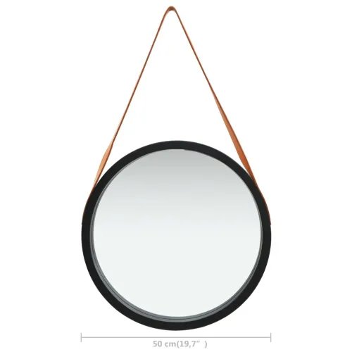 Zidno ogledalo s trakom 50 cm crno - Crna Ø 50 cm Cijena