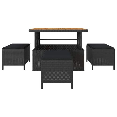 Vrtni set za objed 4 kom. Crna poliratan - Crna 110 cm 3 stolice Cijena