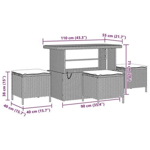 Vrtni set za objed 4 kom. Crna poliratan - Crna 110 cm 3 stolice Cijena