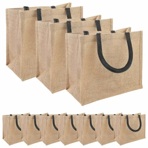 Torbe od jute 10 Prirodna i crna 26 x 22 x 14 cm 100% Jut - Prirodna i crna 26 x 22 x 14 cm 10 Cijena