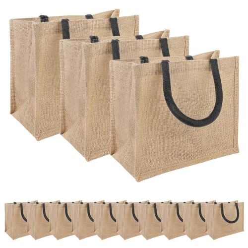Torbe od jute 50 Prirodna i crna 26 x 22 x 14 cm 100% Jut - Prirodna i crna 26 x 22 x 14 cm 50 Cijena