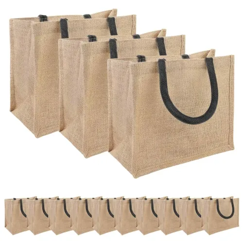 Torbe od jute 50 Prirodna i crna 26 x 22 x 14 cm 100% Jut - Prirodna i crna 26 x 22 x 14 cm 50 Cijena