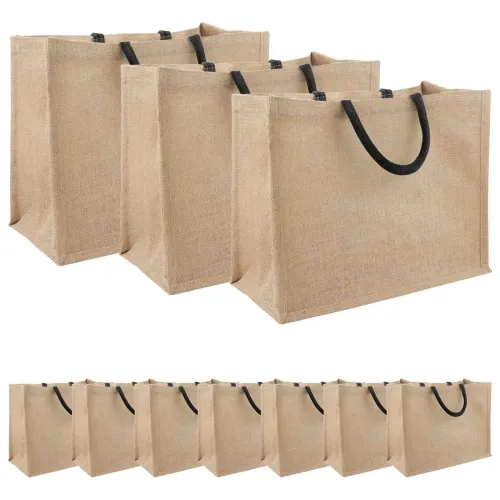 Torbe od jute 10 Prirodna i crna 42 x 33 x 19 cm 100% Jut - Prirodna i crna 42 x 33 x 19 cm 10 Cijena