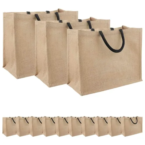 Torbe od jute 50 Prirodna i crna 42 x 33 x 19 cm 100% Jut - Prirodna i crna 42 x 33 x 19 cm 50 Cijena