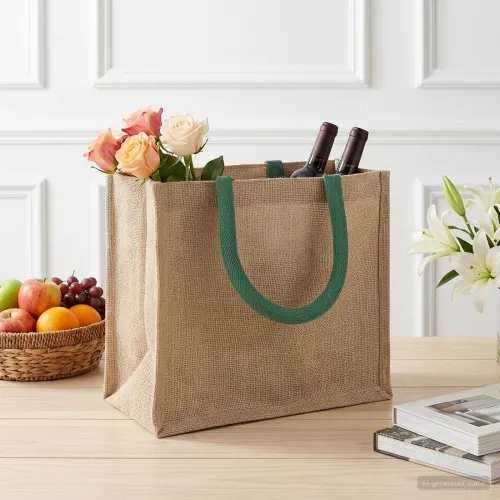 Torbe od jute 10 Prirodna i zelena 26 x 22 x 14 cm 100% Jut - Prirodna i zelena 26 x 22 x 14 cm 10 Cijena