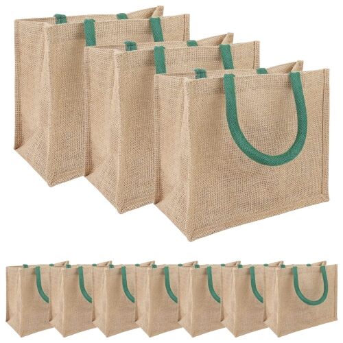 Torbe od jute 10 Prirodna i zelena 26 x 22 x 14 cm 100% Jut - Prirodna i zelena 26 x 22 x 14 cm 10 Cijena