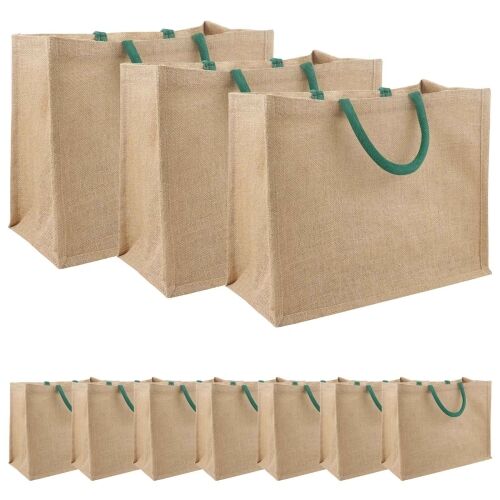 Torbe od jute 10 Prirodna i zelena 42 x 33 x 19 cm 100% Jut - Prirodna i zelena 42 x 33 x 19 cm 10 Cijena