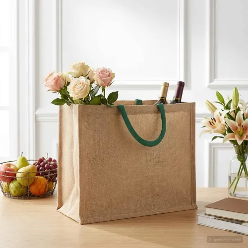 Torbe od jute 10 Prirodna i zelena 42 x 33 x 19 cm 100% Jut - Prirodna i zelena 42 x 33 x 19 cm 10 Cijena