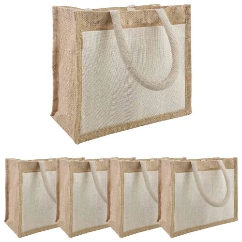 Torbe od jute s džepom 5 Prirodna i bijela 26 x 22 x 14 cm - 26 x 22 x 14 cm 5 Cijena