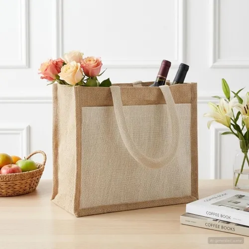 Torbe od jute s džepom 5 Prirodna i bijela 26 x 22 x 14 cm - 26 x 22 x 14 cm 5 Cijena