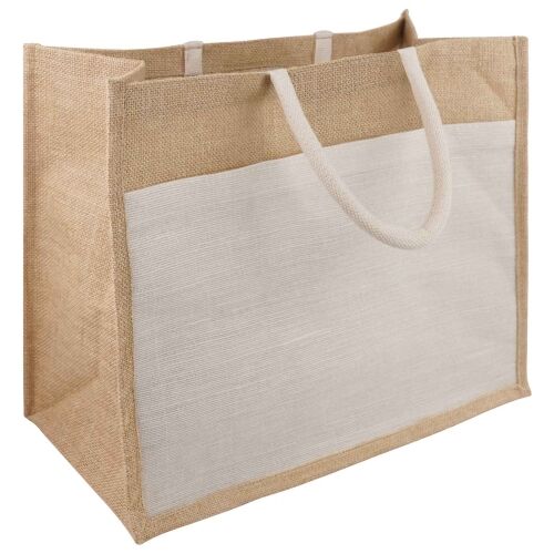 Torbe od jute s džepom 10 Prirodna i bijela 42 x 33 x 19 cm - 42 x 33 x 19 cm 10 Cijena