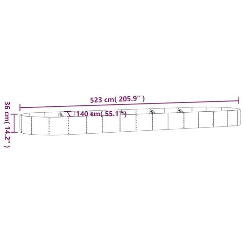 Povišena gredica - Vrtna gredica od pocinčanog čelika 523x140x36 cm sivi - Siva 523 x 140 x 36 cm 1 Siva Cijena