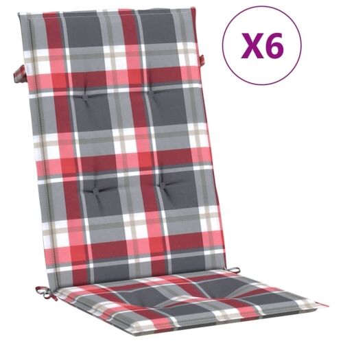 Sklopive stolice s jastucima, 6 kom., masivno tikovino - Crveni karirani uzorak 120 x 50 x 3 cm 6 Crveni karirani uzorak Cijena