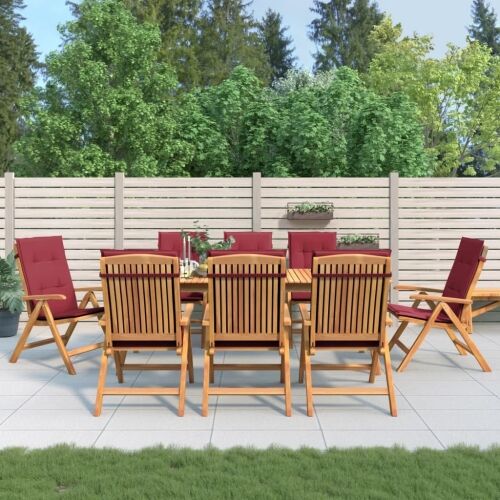 Sklopive stolice s jastucima, 8 kom., masivno tikovino - boja crnog vina 120 x 50 x 3 cm 8 Boja crnog vina Cijena