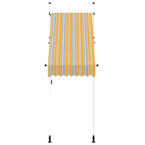 Tenda na ručno uvlačenje 100 cm žuto-plava prugasta - Žuta i plava 100 cm Bijeli okvir Cijena