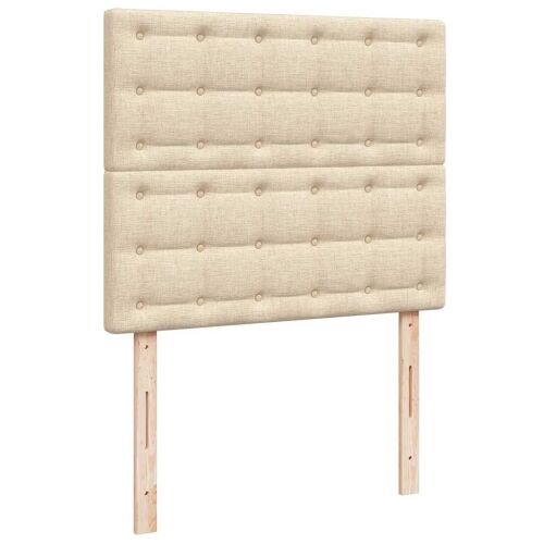 Boxspring - Krevet s oprugama i madracem LED krem 120 x 190 cm od tkanine - Krema 120 x 190 cm gumbi Krema Cijena
