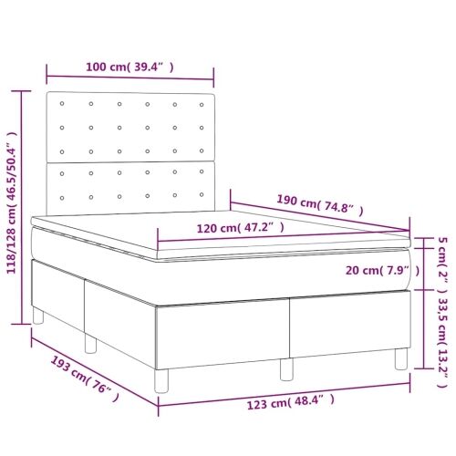 Boxspring - Krevet s oprugama i madracem LED krem 120 x 190 cm od tkanine - Krema 120 x 190 cm gumbi Krema Cijena