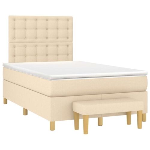 Krevet box spring s madracem krem 120 x 190 cm od tkanine - Krema 120 x 190 cm gumbi Krema Cijena