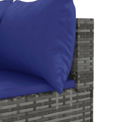Vrtna garnitura - 9-dijelni set vrtnih sofa od poliratana s jastucima sivi - Siva i plava 4x kutna + 5x srednja 1 Siva i plava Cijena