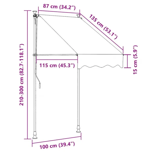 Tenda na ručno uvlačenje 100 cm narančasto-bijela prugasta - Narančasta i bijela 100 cm Bijeli okvir Cijena
