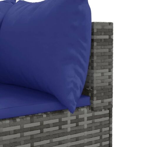 Vrtna garnitura - 9-dijelni set vrtnih sofa od poliratana s jastucima sivi - Siva i plava 4x kutna + 5x srednja 1 Siva i plava Cijena