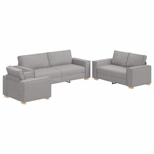 Sofa 3 kom. Oblačnosiva Platnasta tkanina - Siva tkanina oblak Cijena