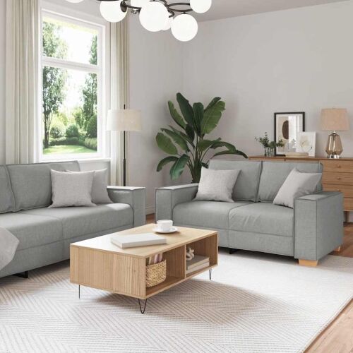 Sofa 3 kom. Oblačnosiva Platnasta tkanina - Siva tkanina oblak Cijena